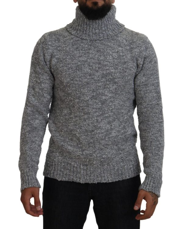 Stunning Gray Long Sleeve Wool-Blend Sweater Men – 46 IT