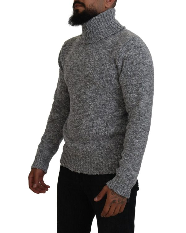 Stunning Gray Long Sleeve Wool-Blend Sweater Men – 46 IT