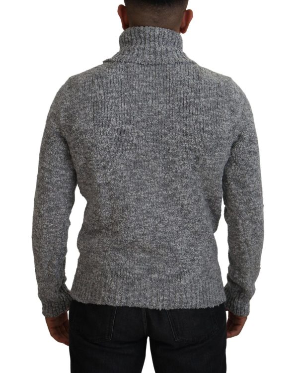 Stunning Gray Long Sleeve Wool-Blend Sweater Men – 46 IT