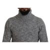 Stunning Gray Long Sleeve Wool-Blend Sweater Men – 46 IT