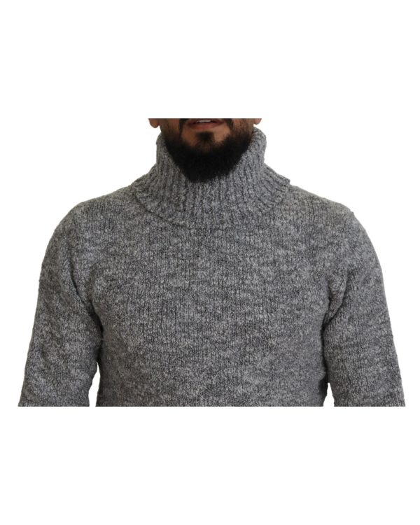 Stunning Gray Long Sleeve Wool-Blend Sweater Men – 46 IT