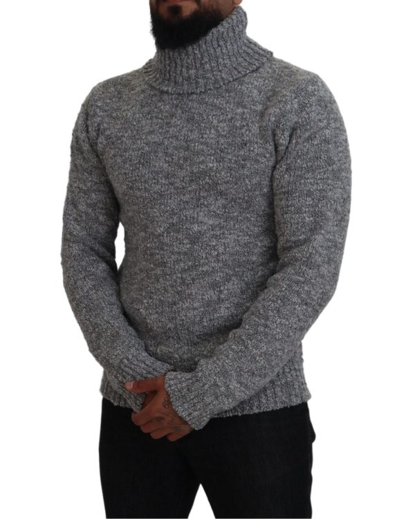 Stunning Gray Long Sleeve Wool-Blend Sweater Men – 46 IT