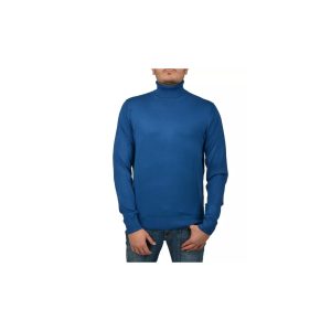 Turtleneck Sweater with Logo Detail in China Blue Men