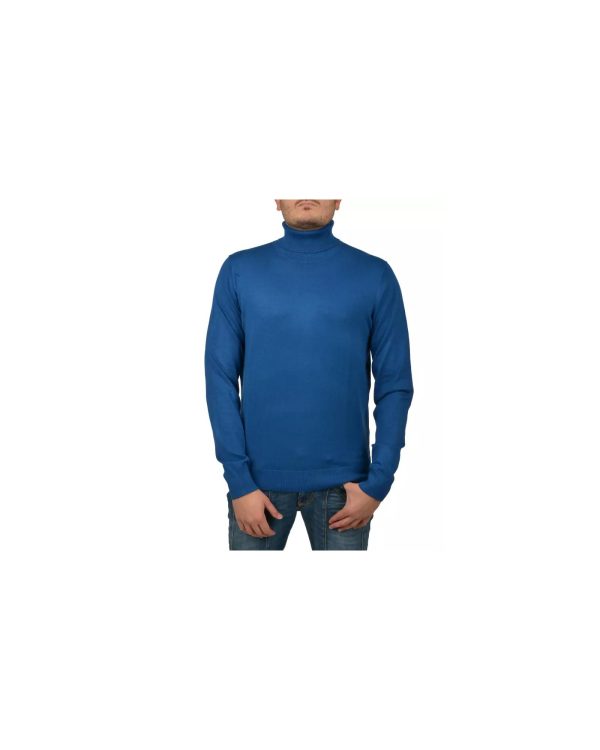 Turtleneck Sweater with Logo Detail in China Blue Men – W29 US