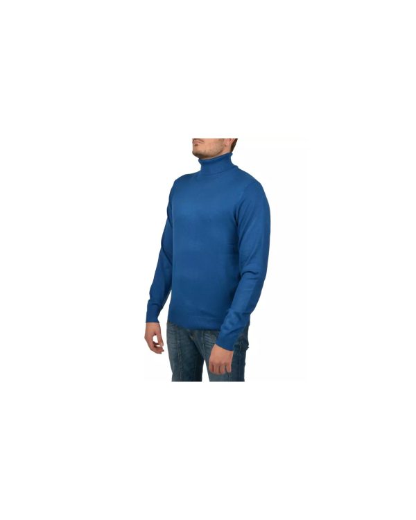 Turtleneck Sweater with Logo Detail in China Blue Men – W29 US