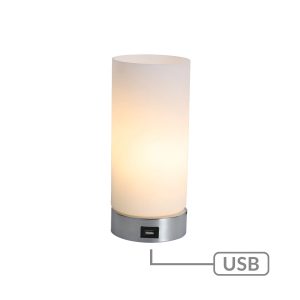 Julie Cylinder Touch Lamp with USB Port