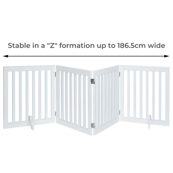 Four Panel Freestanding Dog Gate, White