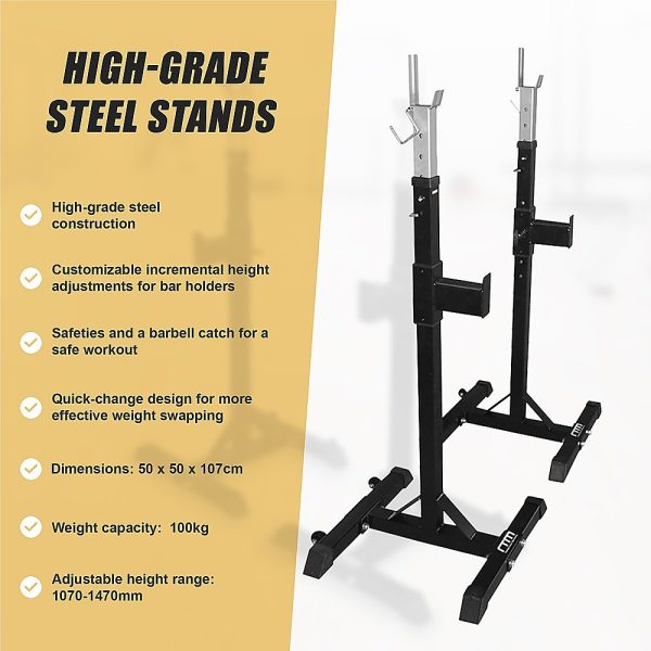 Squat Rack Stand Pair Bench Press Weight Lifting Barbell