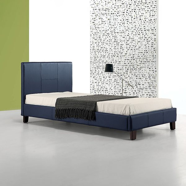 Marden Single PU Leather Bed Frame – Blue