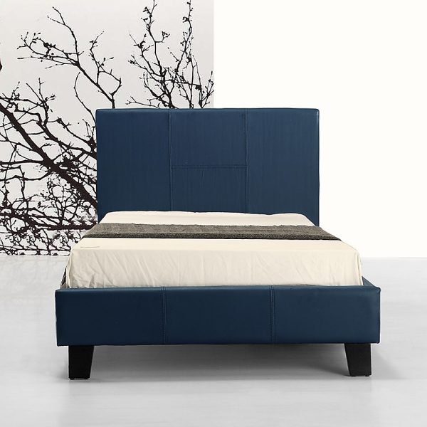 Marden Single PU Leather Bed Frame – Blue