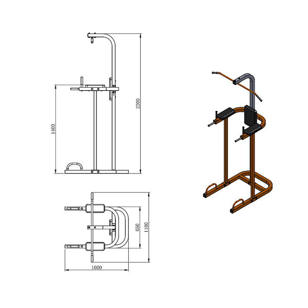 AB Power Tower Dip Chin Push Up Home Gym MultiStation