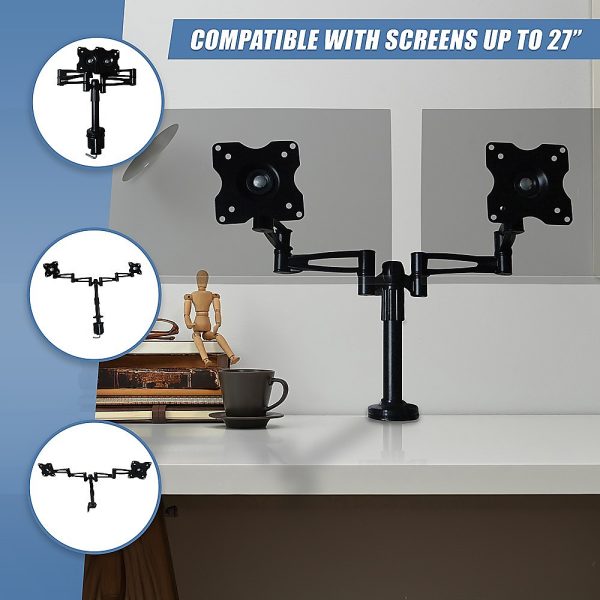 Two-Screen 10-25″ Desk Monitor TV Plasma LED LCD Work Mount