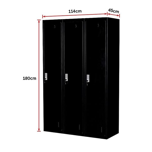 Three-Door Side by Side Office Gym Shed Storage Locker