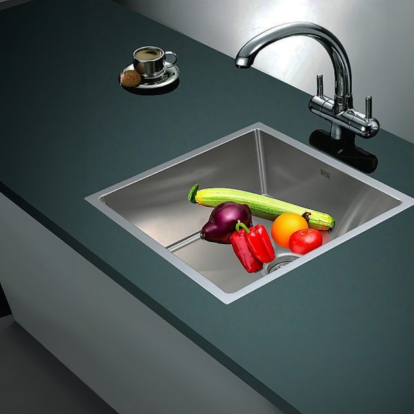 490x440mm Handmade Stainless Steel Undermount / Topmount Kitchen Laundry Sink with Waste