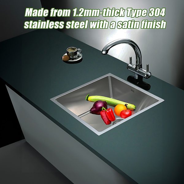 490x440mm Handmade Stainless Steel Undermount / Topmount Kitchen Laundry Sink with Waste