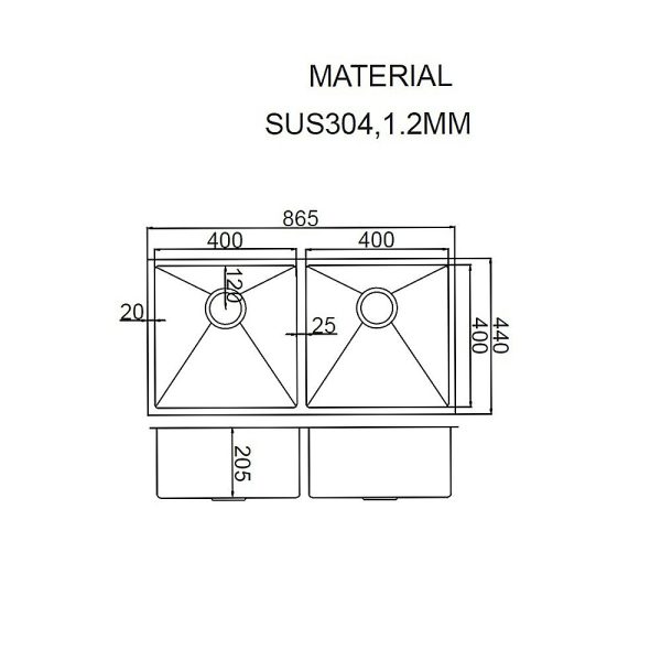 Stainless Steel Sink – 86.5×44 cm