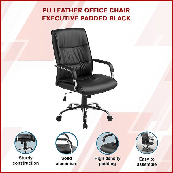 PU Leather Office Chair Executive Padded Black