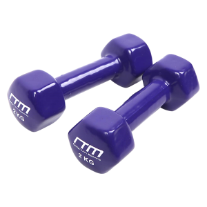 2kg Dumbbells Pair PVC Hand Weights Rubber Coated