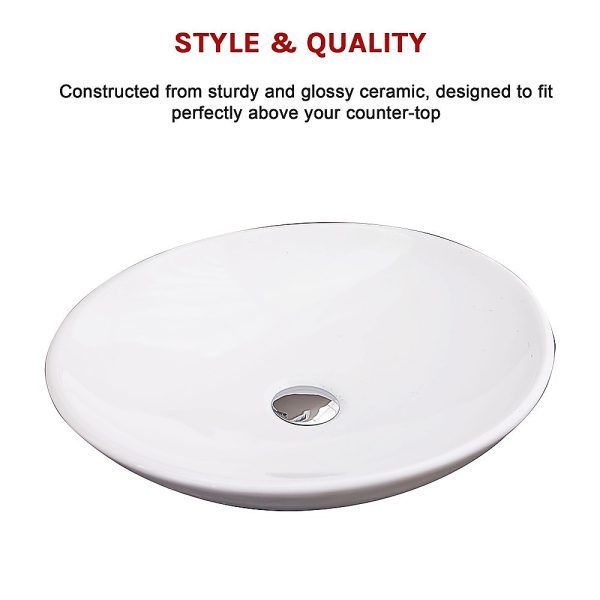 Bathroom Ceramic Oval Above Countertop Basin for Vanity