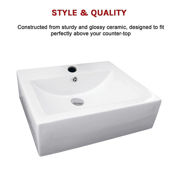 Ceramic Rectangular Above Countertop Basin for Vanity