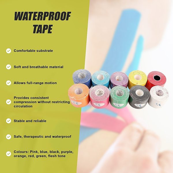 10x 5Mx5CM of Waterproof Kinesiology Sports Tape