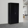 Two-Door Shelf Office Gym Filing Storage Locker Cabinet Safe – 185 x 90 x 40 cm, Black