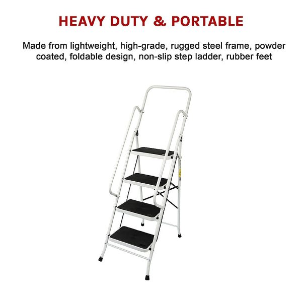 Foldable Non Slip 4 Step Steel Ladder