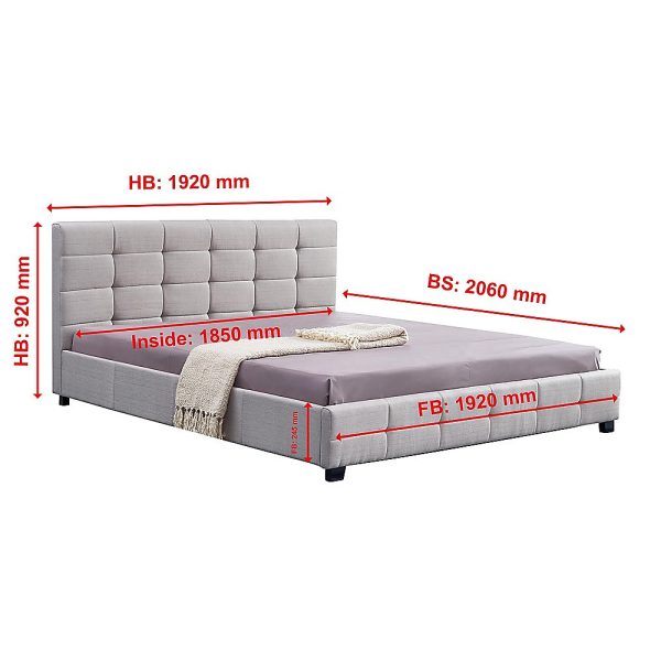 Makin Fabric Deluxe Bed Frame – KING, Beige