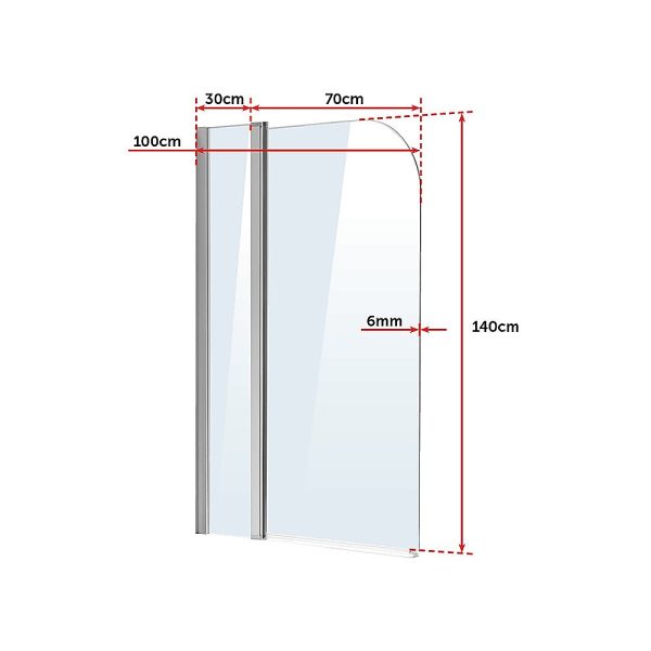 180° Pivot Door 6mm Safety Glass Bath Shower Screen 1000x1400mm By Della Francesca