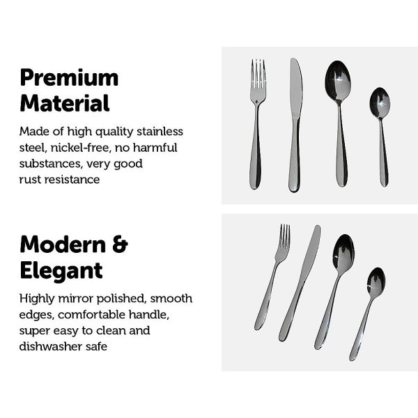 32 Piece Stainless Steel Cutlery Set Knives Fork Spoon Teaspoon