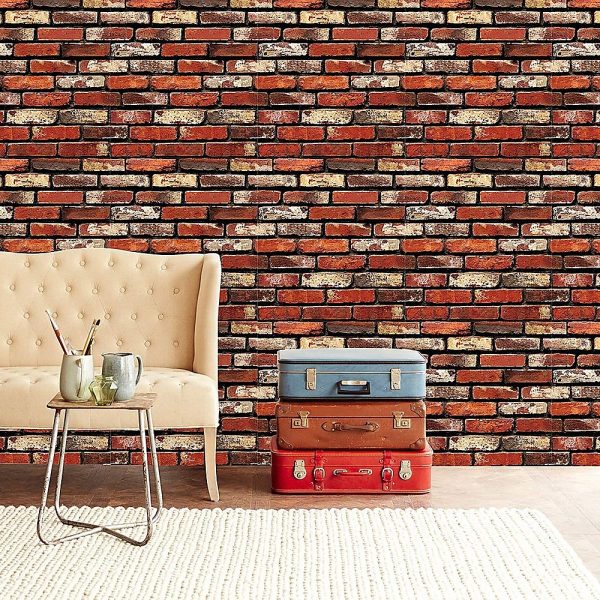 10m 3D Red Brick Print Theme Wallpaper