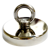 Round Neodymium Fishing Magnet with Countersunk Hole and Eyebolt, 500 LBS pull