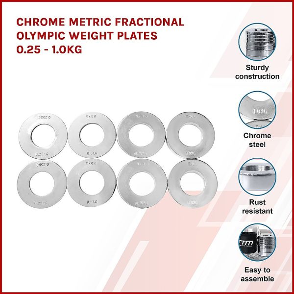 Chrome Metric Fractional Olympic Weight Plates 0.25 – 1.0kg