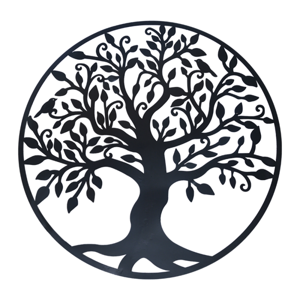 Black Tree of Life Wall Art Hanging Metal Iron Sculpture Garden – 60 cm