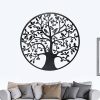 Black Tree of Life Wall Art Hanging Metal Iron Sculpture Garden – 60 cm