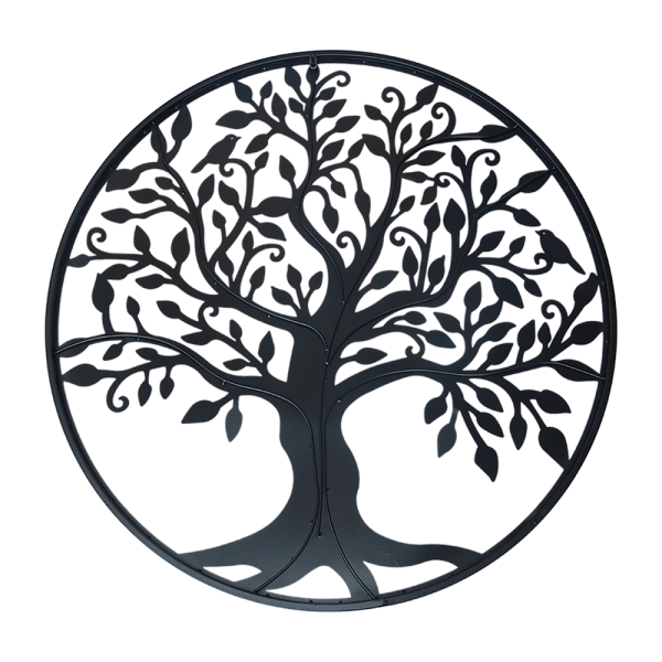 Black Tree of Life Wall Art Hanging Metal Iron Sculpture Garden – 60 cm