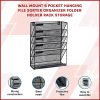 Wall Mount 6 Pocket Hanging File Sorter Organizer Folder Holder Rack Storage