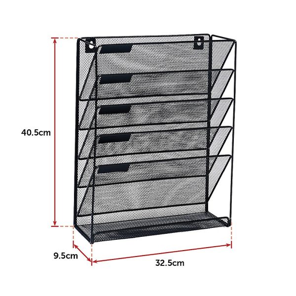 Wall Mount 6 Pocket Hanging File Sorter Organizer Folder Holder Rack Storage