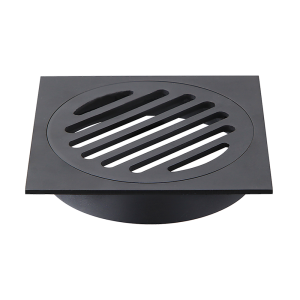 Square Black Floor Grate Drain 110 mm Full Brass Construction