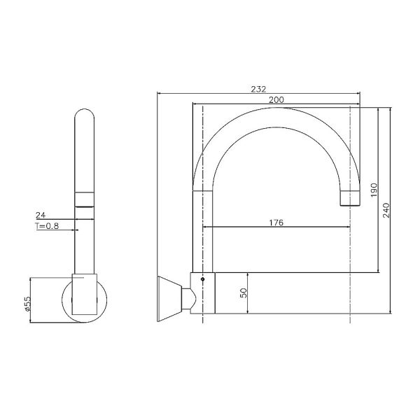 High Reach Swivel Wall Kitchen Laundry Bath Basin Spout