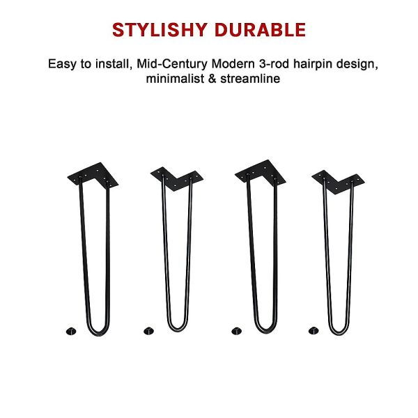 Set of 4 Industrial Retro Hairpin Table Legs 12mm Steel Bench Desk Leg – 45 cm