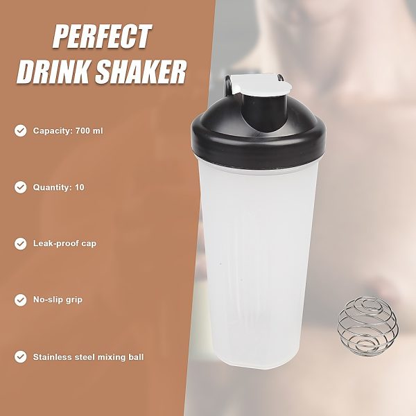 10x 700ml GYM Protein Supplement Drink Blender Mixer Shaker Shake Ball Bottle