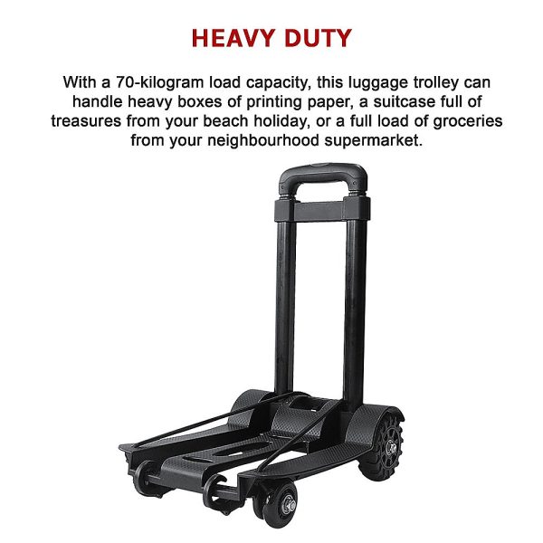 Portable Cart Folding Dolly Push Truck Hand Collapsible Trolley Luggage 70Kg