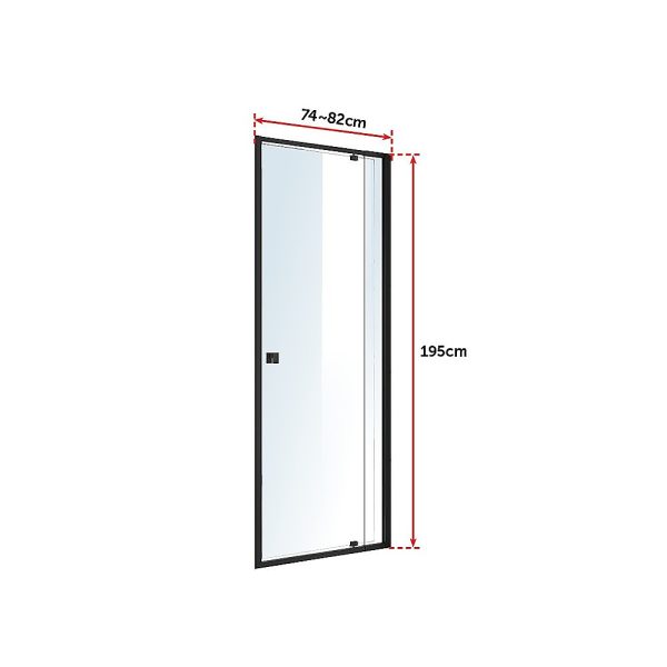 Adjustable Semi Frameless Shower Screen Australian Safety Glass – (74~82) x 195 cm