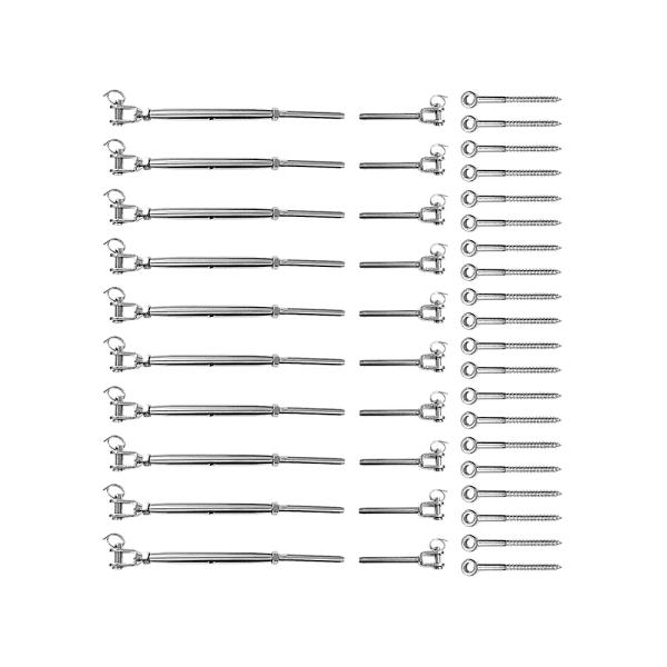 Stainless Steel Wire Rope DIY Balustrade Kit Jaw/Swage Fork Turnbuckle – 10 pack