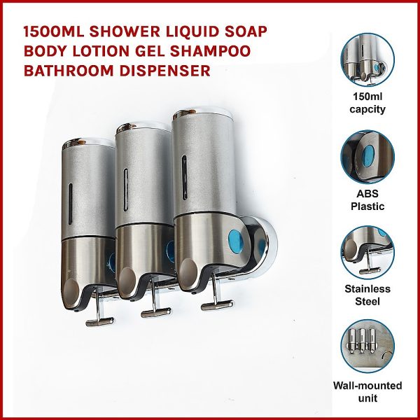 1500ml Shower Liquid Soap Body Lotion Gel Shampoo Bathroom DISPENSER