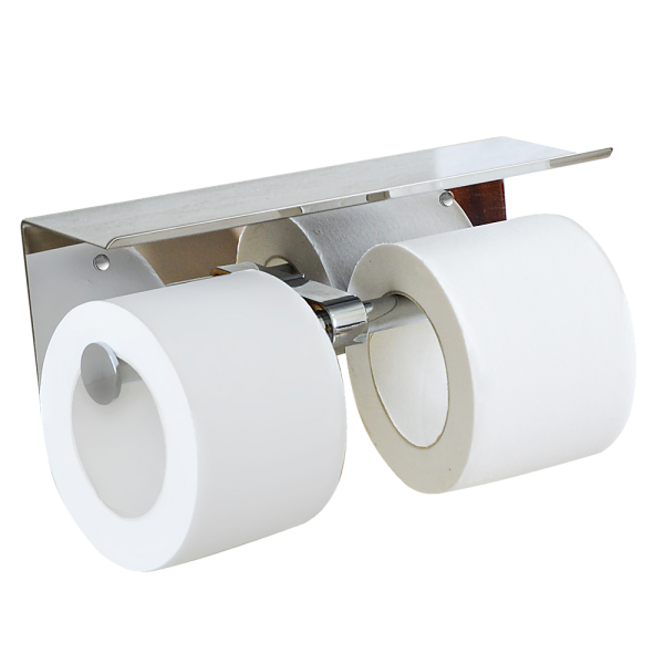 Stainless Steel Double Toilet Paper Holder Towel Roll Tissue Rack Storage Shelf