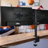 Dual LCD Monitor Desk Mount Stand Adjustable Fits 2 Screens Up To 27″