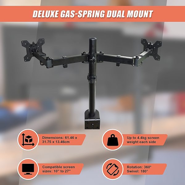 Dual LCD Monitor Desk Mount Stand Adjustable Fits 2 Screens Up To 27″