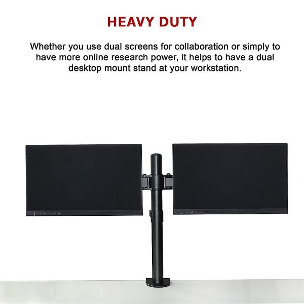 Dual LCD Monitor Desk Mount Stand Adjustable Fits 2 Screens Up To 27″